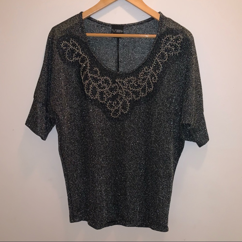 Daytrip Black and Silver Sparkly Blouse